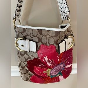 Coach Signature Jacquard Poppy Red Floral Bag